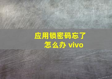 应用锁密码忘了怎么办 vivo